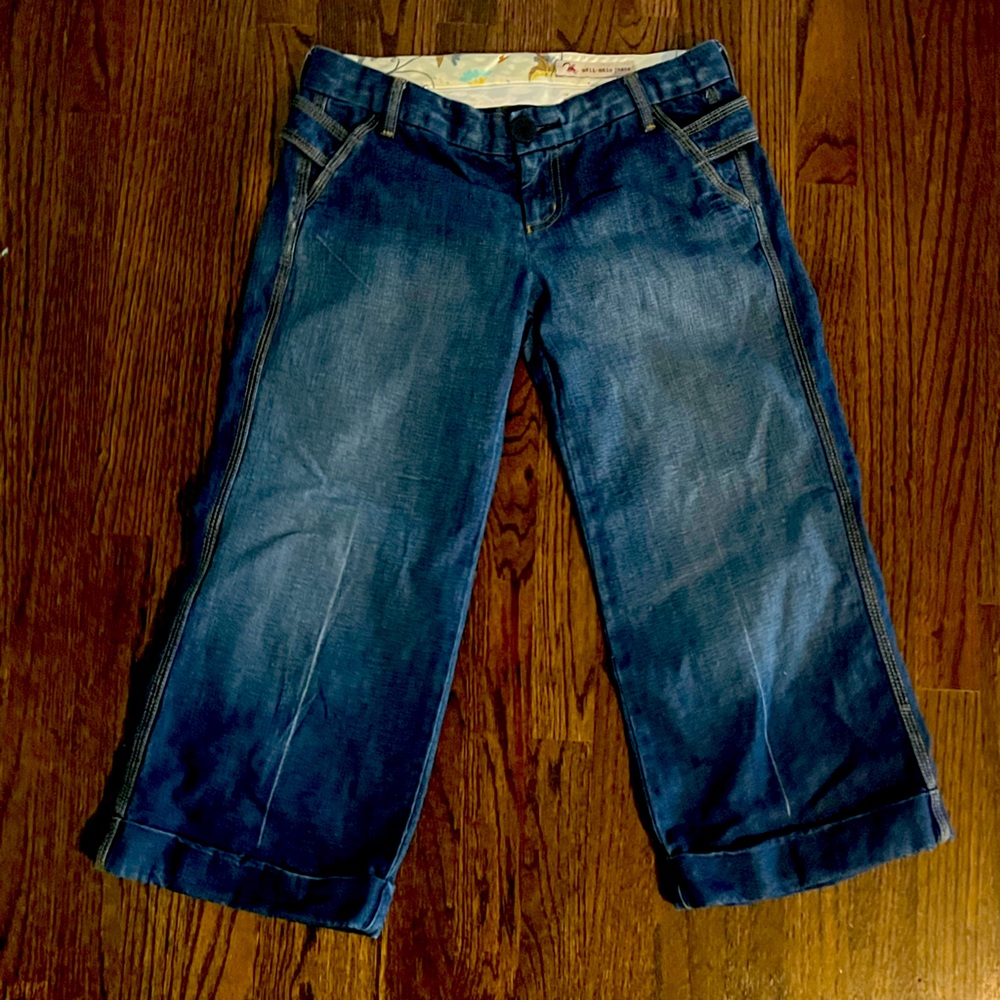 Meli-melo jeans size 29 dark wash cuffed cropped jeans with cute back details